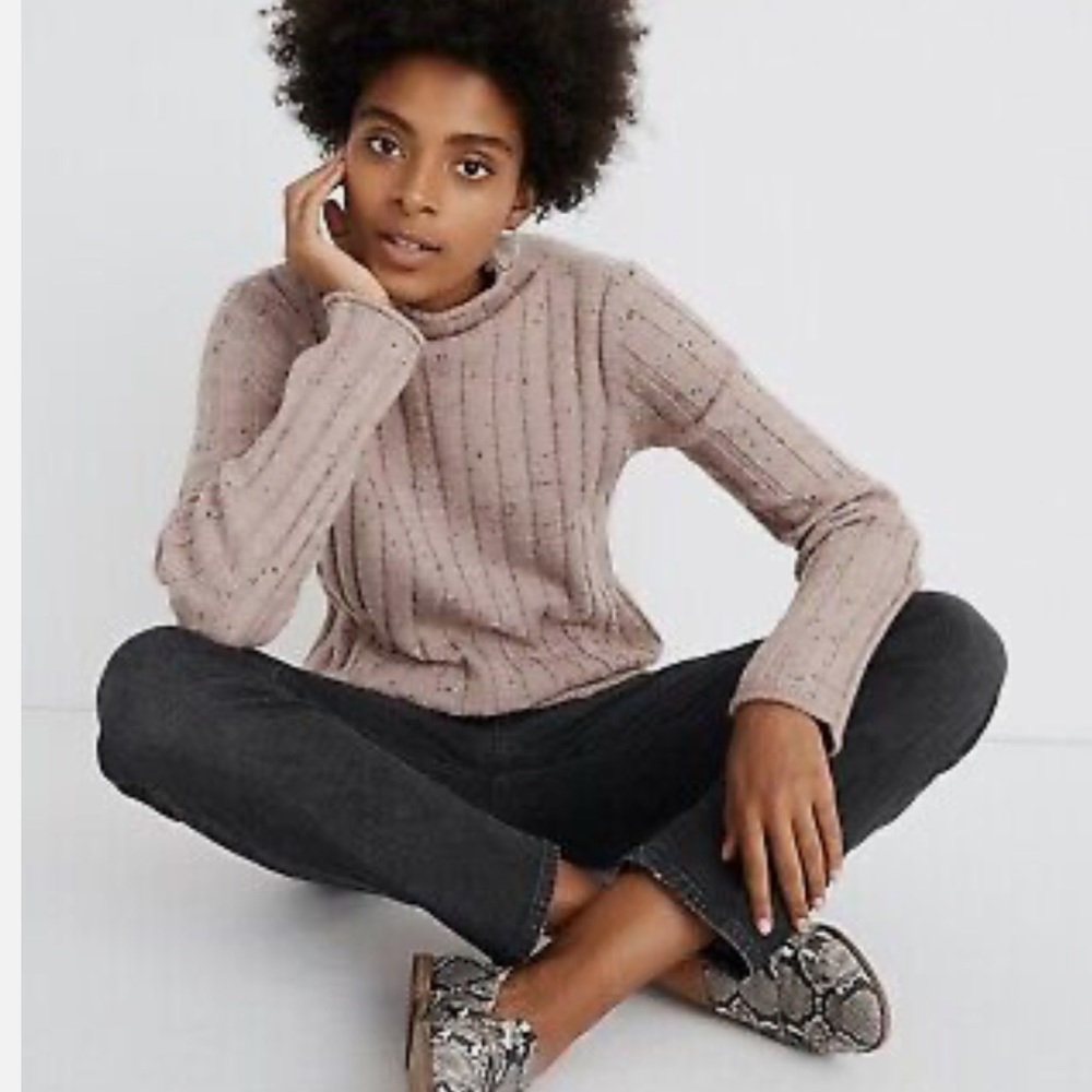Madewell Speckled Pink Turtleneck Sweater XS